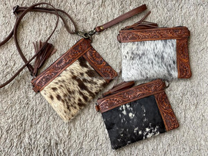 Bolso de Piel Metálica con Estampado Occidental para Mujer, Bolso de Piel de Vaca, Tallado a Mano, Borla de Cuero Bohemio, Novedad - Product Image 3