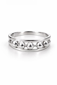 Sterling Silver Beaded Fidget Ring Anxiety Spinner <b>Worry</b> Band Handmade Stress Relief Meditation Jewelry Minimalist Stackable - Product Image 3