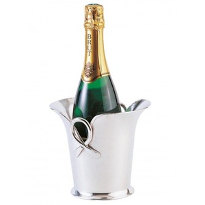 Vintage Flared Rim Stainless Steel Wine Bucket Chiller Silver Champagne <b>Ice</b> <b>Cooler</b> With Ribbon Handles For Bar Hotel Supplies - Product Image 1