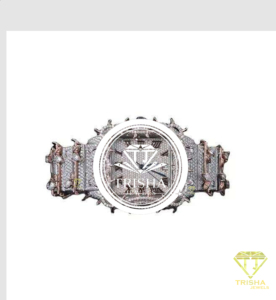 Montre personnalisée en or blanc inspirée des diamants avec bracelet à maillons épingle et pierres de moissanite VVS de qualité supérieure - Product Image 1