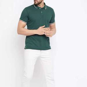 Chemises pour hommes en polyester/coton, motif uni, fabrication ODM, décontractées, pour le golf et le sport, avec logo tricoté sur le devant - Product Image 1