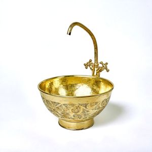 Premium Brass Wash <b>Basin</b> Handmade Bathroom Vanity Sink Luxury Countertop Design For Modern Home Decoration - Product Image 6