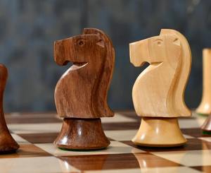 Pièces d'échecs minimalistes de style soviétique en bois de Sheesham et de buis – Ensemble de tournoi avec hauteur de roi de 3,7 cm au meilleur prix - Product Image 2