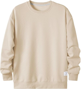 เสื้อสเวตเชิ้ตคอกลมผู้ชายแบบขายส่งปี 2026 สีพื้น แขนยาว ถักโครเชต์ สวมใส่สบาย ลายสก็อต สำหรับฤดูหนาว MOQ ต่ำ - Product Image 5