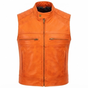 Gilet d'hiver pour homme en cuir d'agneau véritable, style décontracté, imperméable, fermeture éclair, sur mesure, vente en gros - Product Image 1