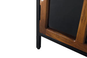 Armoire de style industriel moderne en métal durable et bois massif, style farmhouse, meuble de rangement simple pour chambre et appartement - Product Image 4