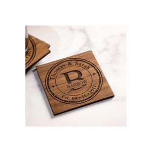 Ensemble de 6 sous-verres en bois faits à la main, sous-verres ronds en bois pour la décoration de la table basse, design floral gravé au laser, protection de table - Product Image 6