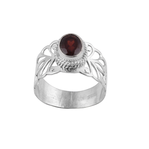 Gypsy Bohemian Energy Healing Reiki 925 Sterling Silver Garnet <b>Crystal</b> <b>Ring</b> Trendy Handmade Natural Gemstone Vitality Power Glow - Product Image 1