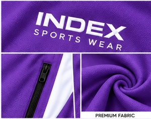 INDEX Men's Purple <b>Tracksuit</b> Full Zip Sporty Style With <b>White</b> Stripes Regular Fit Autumn Wear Breathable Polyester - Product Image 6