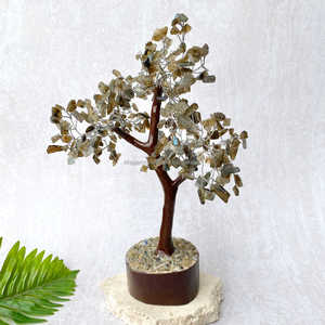 Labradorite Gemstone Money Tree Bonsai 300 Chips de cristal naturel CHAKRA HEALING DECOR pour le bureau et la maison Style Feng Shui - Product Image 3