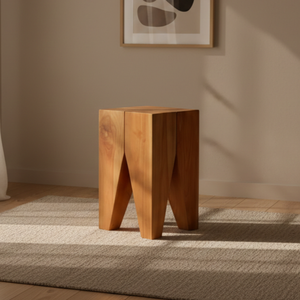 Ara Wooden <b>Stool</b> Crafted Minimalist Teak Wood <b>Stool</b> with Soft Touch Natural Coating for Bedroom <b>Workshop</b> Modern Interior Spaces - Product Image 2