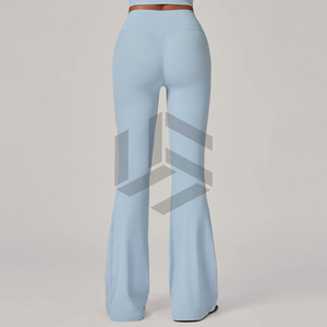 Custom logo EU Size Women's Yoga Gym <b>Flared</b> Pants High-Waisted Scrunched Butt Fitness <b>Leggings</b> Quick Dry Trousers - Product Image 4