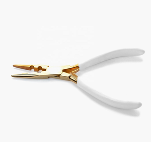 Pinzas para Extensiones de Cabello ZARNAB SURGICAL ZS-AI-HEP-004 con Logotipo Personalizado, Herramientas Curvas de Acero Inoxidable Negro y Dorado para Presionar Microperlas - Product Image 3