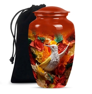 Urna Funeraria de Metal Negro Medianoche con Cardenal Rojo en Bosque Oscuro - Recipiente para Cenizas de Adulto con Bolsa de Terciopelo - Product Image 3