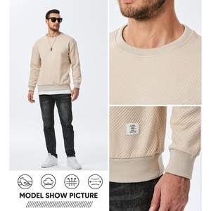 Custom Men's Casual Fashion Pullover <b>Sweatshirt</b> Crewneck <b>Long</b> Sleeve with 3D Geometric Texture Embroidery Sizes XXS-XL - Product Image 2