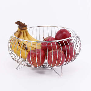 Panier de rangement polyvalent en acier inoxydable avec finition en métal nickelé pour usage domestique Cuisine/Table à manger Centre pour légumes Fruits - Product Image 1