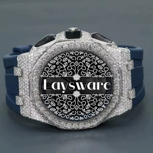 Reloj Analógico de Acero Inoxidable de Lujo Unisex con Incrustaciones de Diamantes VVS Moissanite, Estilo Bussdown - Product Image 6