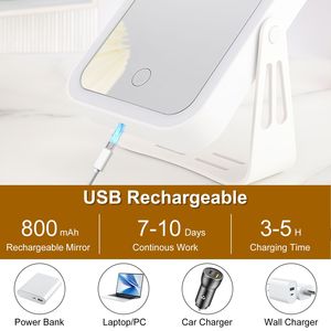 Specchio per il Trucco GPCT52 con Illuminazione LED, Ingrandimento 10X, Doppio Lato, 3 Colori di Luce, Schermo Touch, Ricaricabile USB, Specchio da Viaggio - Product Image 6