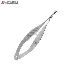 เครื่องมือแพทย์สำหรับจักษุวิทยา VANNAS กรรไกรผ่าตัดแบบโค้งขนาด 3.2 นิ้ว 8 ซม. ใบมีดสั้นสำหรับการผ่าแคปซูล ด้ามจับแบน ปลายแหลมคม - Product Image 5