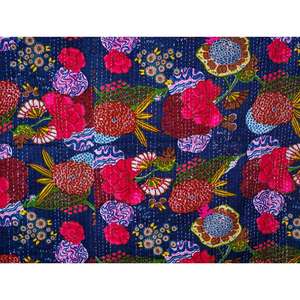 Manta india de alta calidad con estampado floral, ecológica, 100% algodón puro, hecha a mano, tipo Kantha, para uso doméstico, ¡muy vendida! - Product Image 2