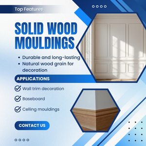 Molduras de Madera Sólida Personalizadas para Paredes Interiores, Techos, Zócalos y Cornisas, Material de Construcción Duradero para Casas y Villas - Product Image 5