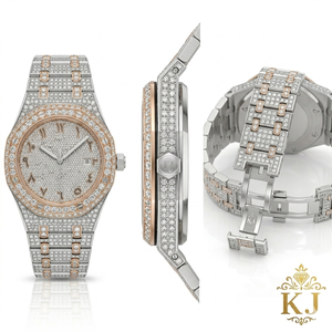 Montre élégante en acier inoxydable avec quartz moissanite, cadran et bracelet en verre, style hip-hop, entièrement sertie de pierres, maximum de brillance, attrait urbain - Product Image 3