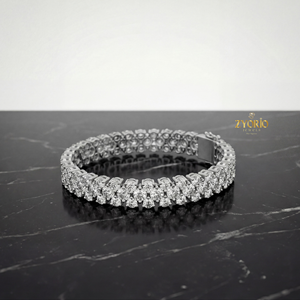 Sterling Silver Classic Double Row Lab Grown Diamond Statement <b>Bracelet</b> Elegant Sparkling Luxury Jewelry Women Wedding Gift - Product Image 4