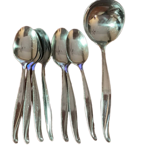 Cuillère de service alimentaire Ensemble de 8 pièces en acier inoxydable avec finition miroir Parfait pour une utilisation de table au restaurant et en cuisine - Product Image 1