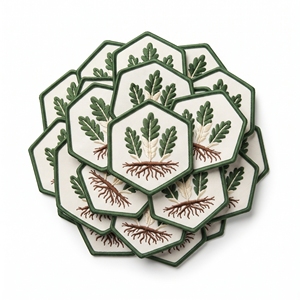 Custom Patch Brand Supplier Shield Wavy Sandstone Strata Badge Beige Twill Brown <b>Edge</b> <b>Iron</b> <b>On</b> Applique - Product Image 4