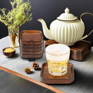 Natural Acacia Wood <b>Drink</b> <b>Coaster</b> Set Square Wooden <b>Coasters</b> for <b>Drinks</b> Kitchen Tabletop Protection for Dining Occasions - Product Image 3