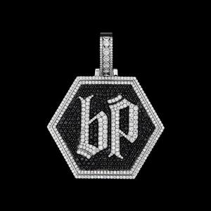 Pendentif hexagonal en moissanite, charme en argent 925, bijoux avec initiales personnalisées, collier pour homme et femme - Product Image 3