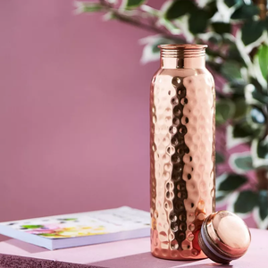 Handmade Hammered Joint Free Leak Proof Copper Water <b>Bottle</b> Double Tone Pure Copper <b>Bottles</b> 1000 ml 750 ml customized - Product Image 4