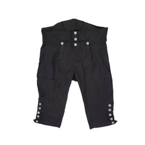 Pantalon Capri blanc pour homme à taille haute avec fermeture boutonnée et boutons décoratifs latéraux, style décontracté, tissu tissé - Product Image 5