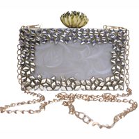 Sac de soirée en résine époxy en gros avec options de couleurs personnalisées, pochette de soirée avec chaînes, forme personnalisée et travail de pierres