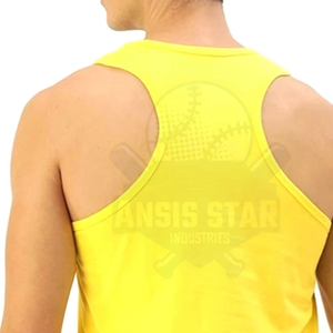 Camiseta sin Mangas para Hombre ANSIS STAR, Cuello Redondo, Tejido de Punto, Color Amarillo Sólido, Transpirable, Informal, con Diseño de Logotipo Personalizado en la Parte Delantera - Product Image 4