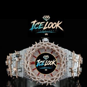 ICE LOOK JEWELERY นาฬิกาข้อมือสแตนเลสสตีลสุดหรูสำหรับผู้ชาย 40 มม. หน้าปัดทรงกลม ควอตซ์ แอนะล็อก เรืองแสง ตัวล็อคแบบพับ ดีไซน์ทันสมัย - Product Image 1