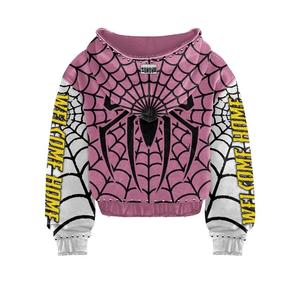Conjunto de Sudadera con Capucha y Pantalones Cortos de Fibra de Bambú 100% Ecológica con Estampado de Spiderman para Hombre, Color Rosa y Negro, Impresión Digital, Estilo Urbano, Ropa de Verano - Product Image 3