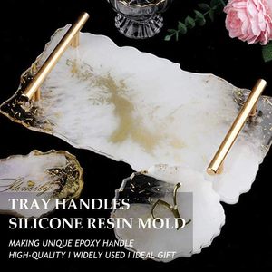 Molde de bandeja con asas, juego de moldes de resina, posavasos irregulares, platos, molde de fundición de resina epoxi, asas prácticas de resina para bricolaje - Product Image 4