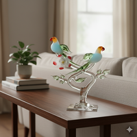 Figurine d'oiseaux en verre artisanale Art Déco, décoration de luxe pour salon, cadeau, objet de décoration, portrait, anniversaire de mariage, Saint-Valentin