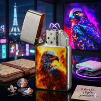 Briquet électrique Falcon X rechargeable 950 mAh Type-C, coupe-vent, sans flamme, à allumage plasma, pour usage extérieur et cigarettes