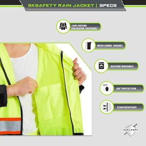 Ensemble veste et pantalon de sécurité haute visibilité imperméables |   Vêtements de travail réfléchissants |   Fabricant d'engrenages industriels OEM sur mesure - Product Image 2