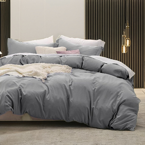 Ensemble de housse de couette et de taies d'oreiller en coton 100% 400TC, toucher moelleux de luxe, écologique, moderne, uni, décoration de la maison, ensemble de literie personnalisable - Product Image 3