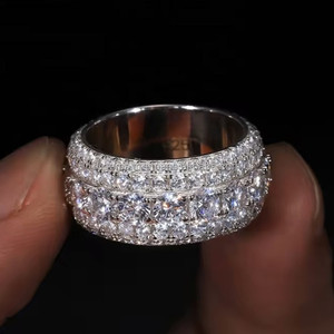Anillos de Joyería Fina de Oro de 14K para Mujer, Estilo Cubano Moderno, Casual/Deportivo, Diamantes Cultivados en Laboratorio, Moissanita Certificada por IGI - Product Image 5