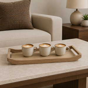 Premium Wooden Serving Tray with Handles | Large Rectangular Breakfast Tray for Home Hotel Restaurant Kitchen Coffee <b>Table</b> Decor - Product Image 3
