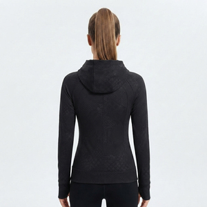 Women Hooded Zipper Top Custom Printed Yoga Wear Hooded <b>Jacket</b> Polyester Spandex Breathable Zipper Hoodie Slimming <b>Gym</b> <b>Jackets</b> - Product Image 4