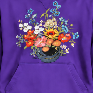 Sweat-shirt à capuche violet avec broderie florale colorée, poche kangourou, coupe oversize, style décontracté et streetwear - Product Image 6