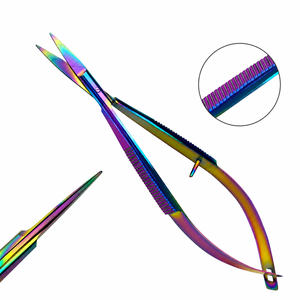 Spring Scissor <b>Black</b> Micro Scissors Straight Curved 12cm Stainless Steel Made Spring Handle Facial Hair Scissor - Product Image 5