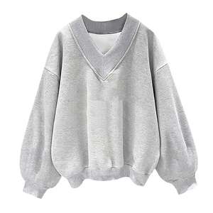 Sudadera Casual para Hombre, Cuello en V, Corte Regular, Mezcla de Poliéster/Algodón, Otoño, con Mangas Caídas - Product Image 1