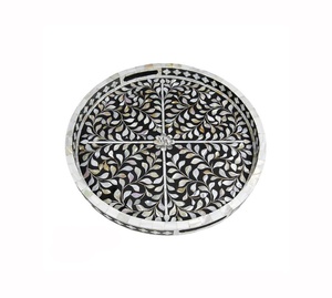 Juego de Bandejas de Servicio Personalizables de Nácar de Primera Calidad, Decoración Rústica, 6 Posavasos con Incrustaciones de Hueso, Utensilios de Cocina para Hoteles y Restaurantes - Product Image 3