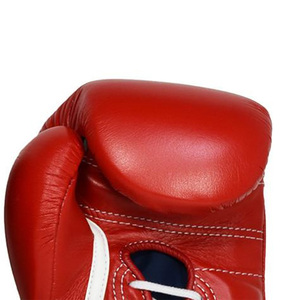 Gants de boxe en cuir rouge à lacets, longueur poignet, durables, classiques, pour entraînement, sparring, sac de frappe, gants de sport - Product Image 4